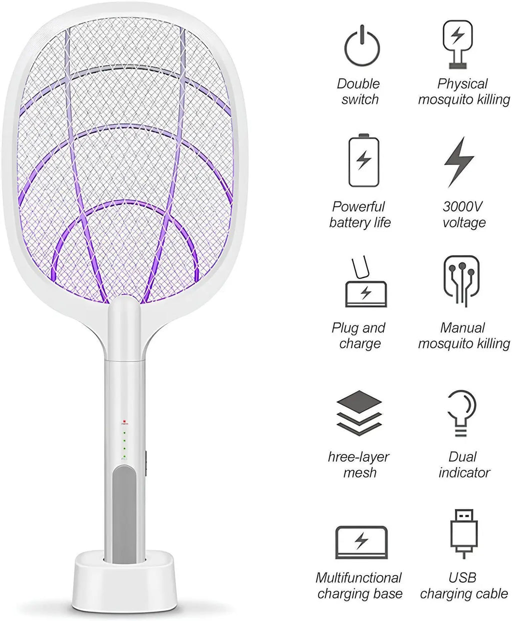 Premium Rechargeable Mosquito & Flying Insect Killer Racket