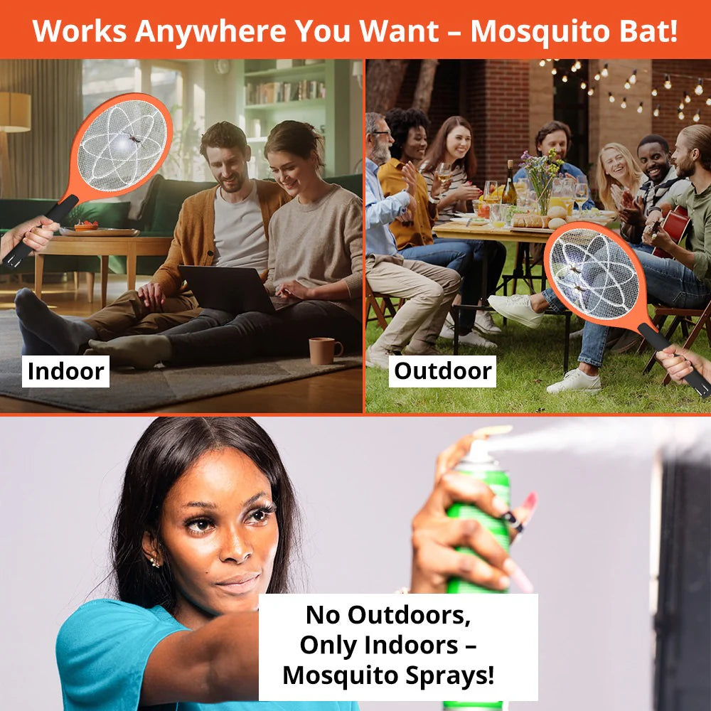 Electric Mosquito Killer Racket | Fast-Action Fly &amp; Insect Zapper with Safety Mesh