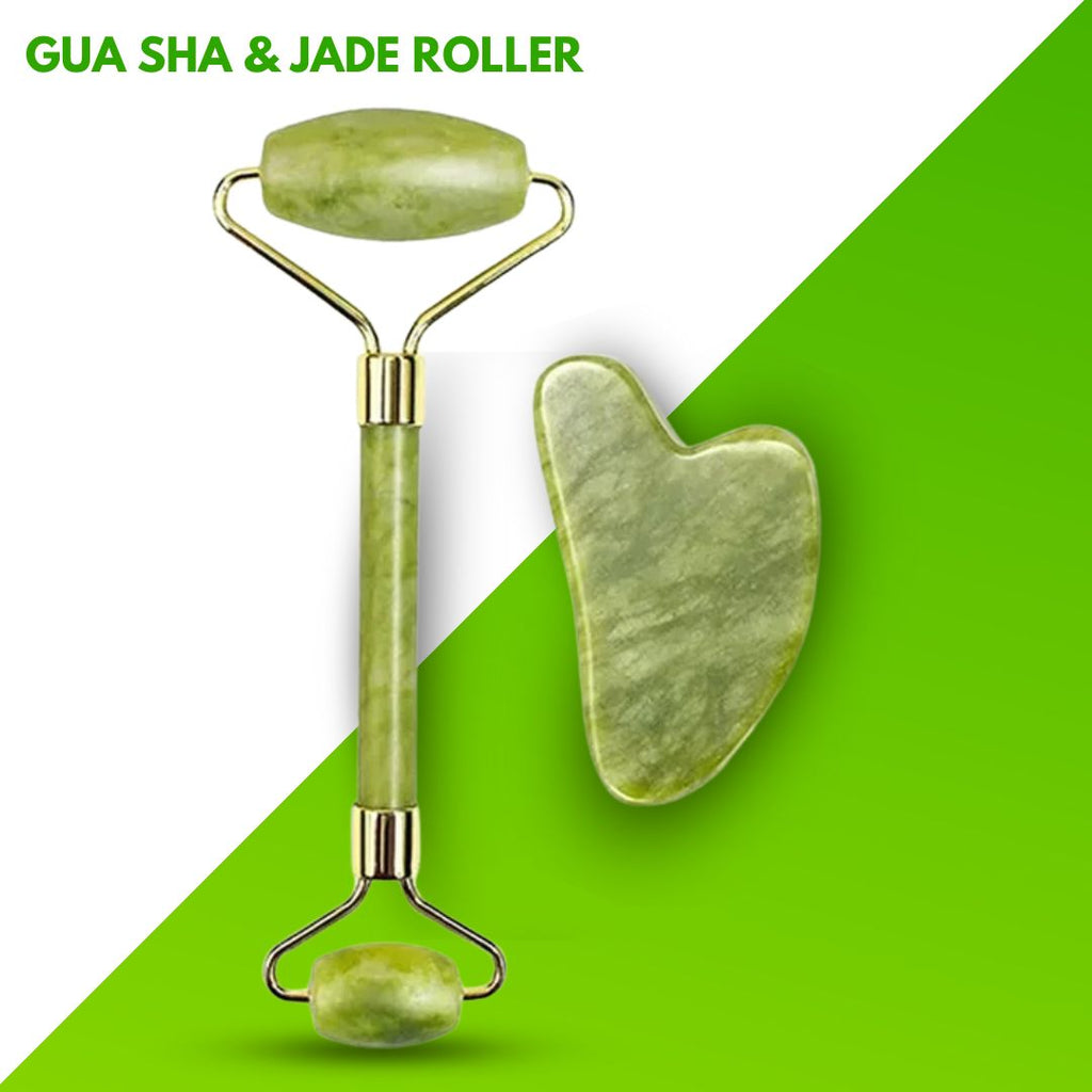 Facial Beauty - Pack Of Jade Face Roller & Gua Sha