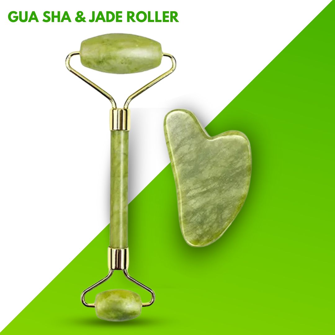 Facial Beauty - Pack Of Jade Face Roller & Gua Sha